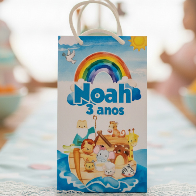 MINI Sacolinha Surpresa Personalizada ARCA DE NÓE - Lembrancinha Personalizada - Festa Infantil - Pegue e Monte - Mimo