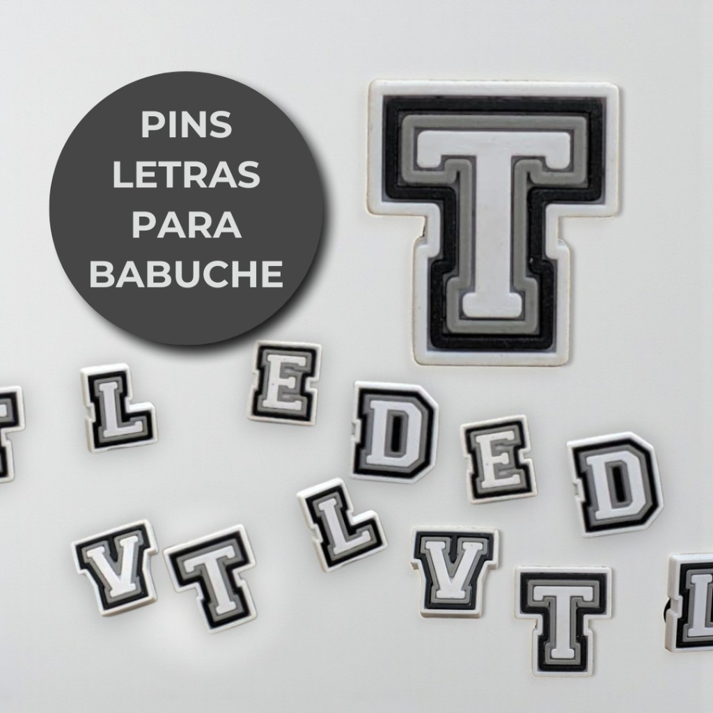 Pins Para Babuche | Kit 2 a 10 Letras Emborrachadas Personalizadas ...
