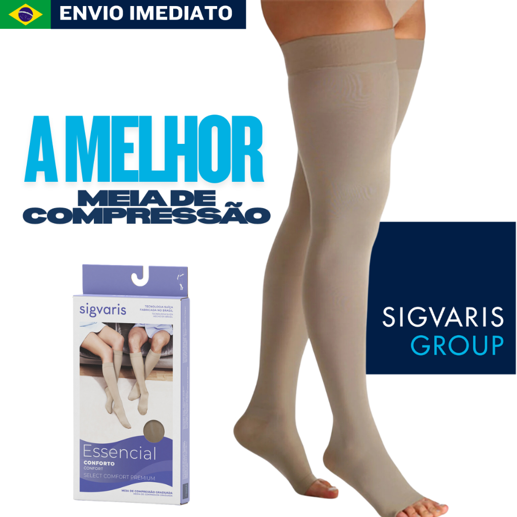 Meia de Compressão 7/8 Coxa Ponteira Aberta 20-30mmHg - Sigvaris ...