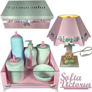 Kit de bebê porcelana mdf decoração quarto infantil higiene menina menino personalizado nome