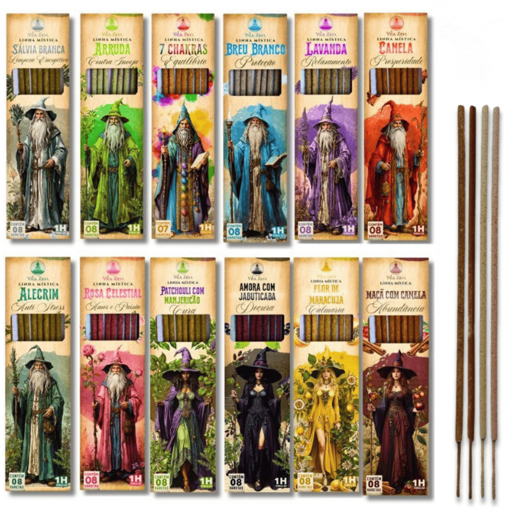 Kit de 3 a 10 Pacotes de Incenso Natural Artesanal Vila Zen Linha