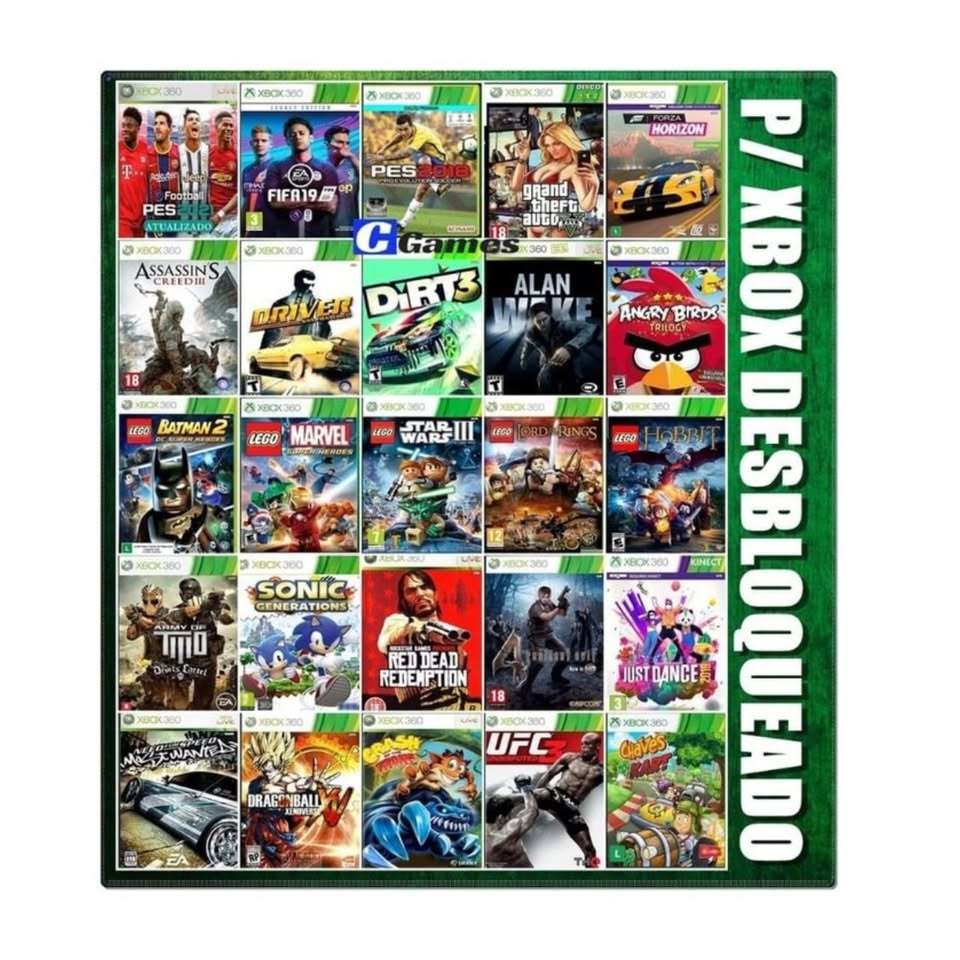 Kit Xbox 360 + EXPLOIT+para Xbox 360 bloqueado c/ 10 jogos completos ...