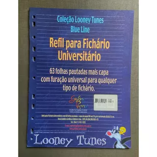 Looney Tunes - Refil para fichário - 63 folhas azuis