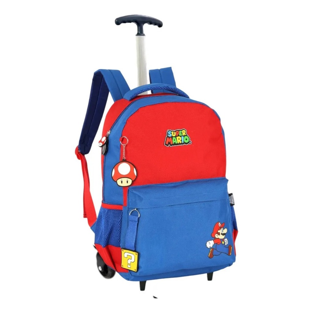 Mochila Escolar Juvenil Super Mario Bros Rodinhas E Alças G