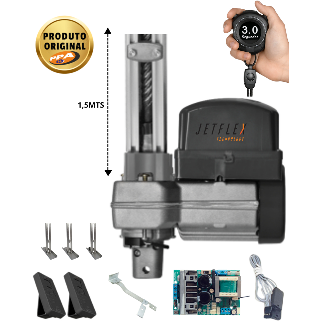 KIT MOTOR PORTÃO BASCULANTE B.V PENTA JETFLEX 3S PPA COM CENTRAL ...