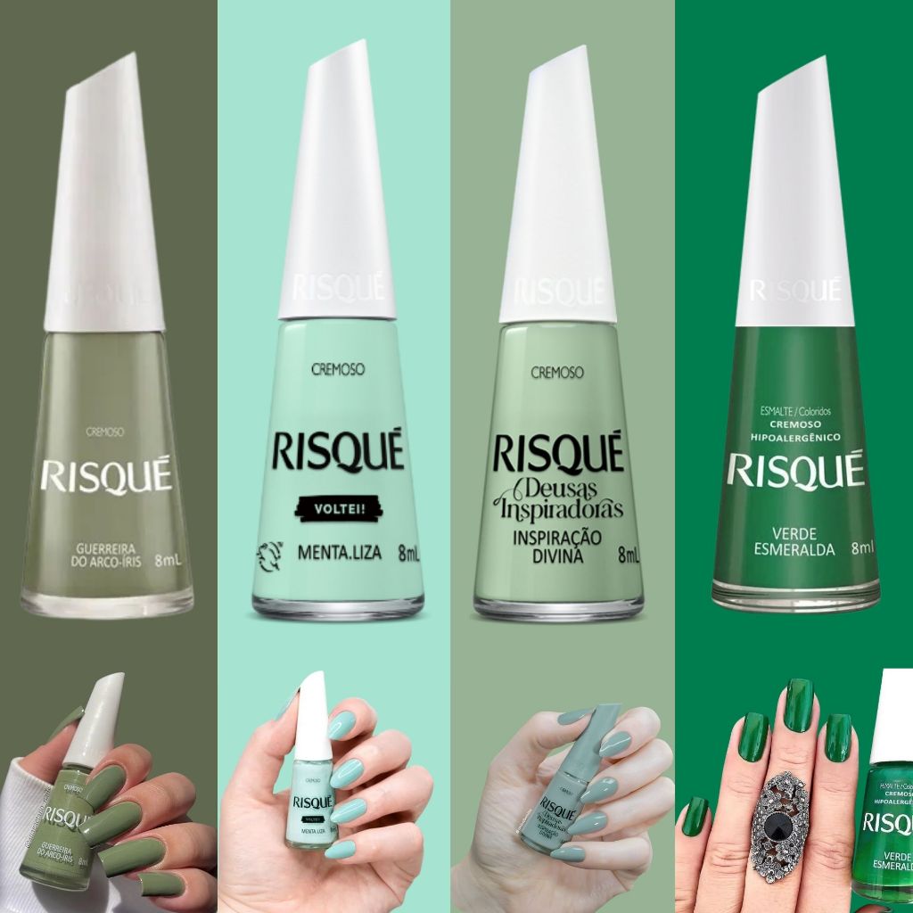 Esmalte Risqué Tons de Verde Cremosos Atacado Profissional | Shopee Brasil