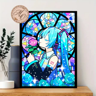Quadro Decorativo Vitral Parede Quarto Casa Hatsune Miku Vocaloid Varios Tamanhos Modelos 1 Peça