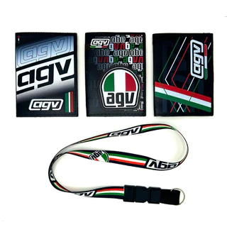 Kit carteira + cordão engate p/ chave, crachás e moto (modelos diversos)