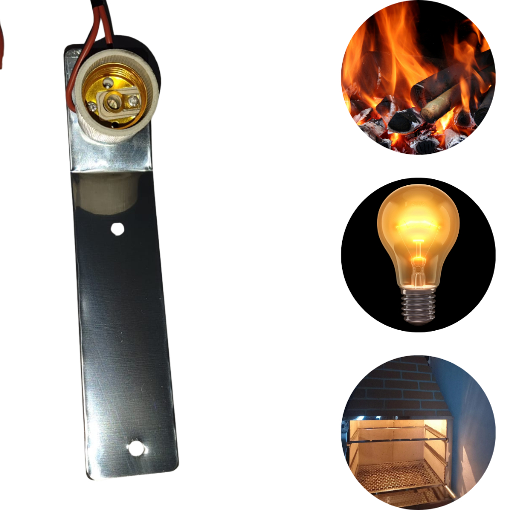 Kit para iluminação churrasqueira cabo alta temperatura bocal lâmpada e ...