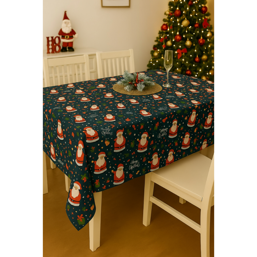 Toalha Mesa Natal 6 Lugares Natalina Estampa Digital Exclusiva Decoração Final Do Ano com Bainha