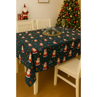 Toalha Mesa Natal 6 Lugares Natalina Estampa Digital Exclusiva Decoração Final Do Ano com Bainha
