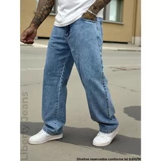 Calca Jeans Masculina Balão Baggy Skatista Boca Larga Estonada Streetwear