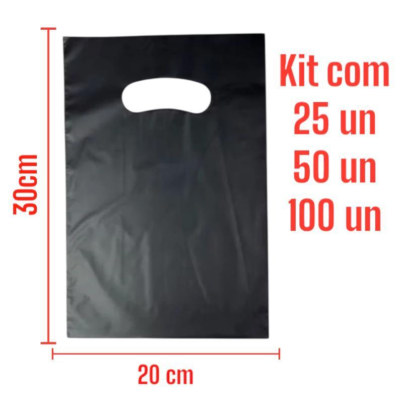 Sacola plásticas para loja 20x30 preta com alça reforçada Resistente