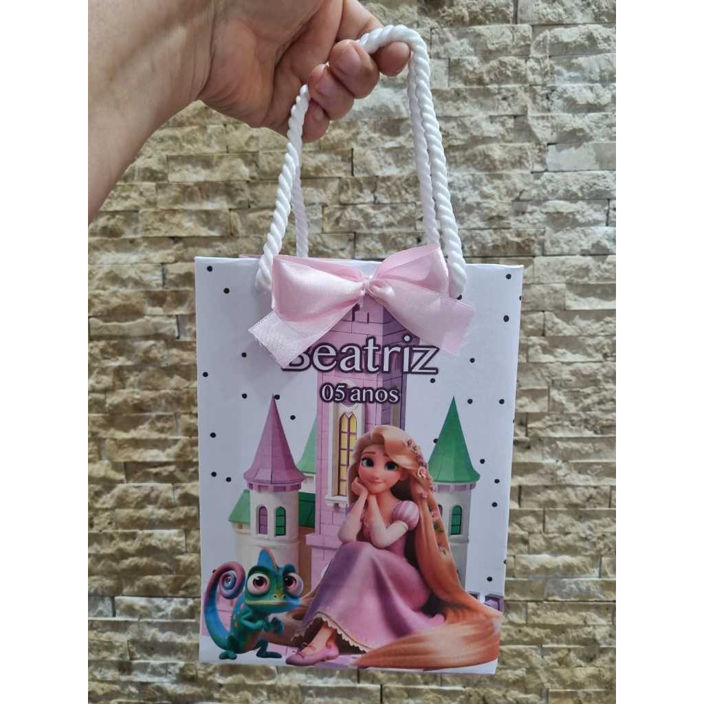 SACOLA PERSONALIZADA MONTADA - LEMBRANCINHA - DOCES - TEMA RAPUNZEL