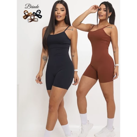 Kit 2 Macaquinho Moda Fitness Esportivo Poliamida Premium