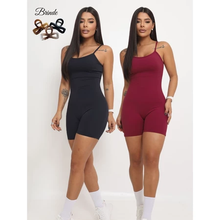Kit 2 Macaquinho Moda Fitness Esportivo Poliamida Premium