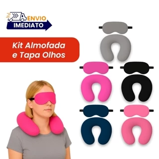 Kit  almofada de pescoço + mascara para dormir Tampa olho descanso viagens em Oferta na Shopee