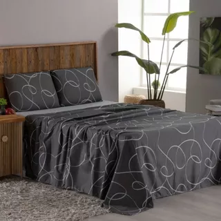Jogo De Lençol Casal King Size 4 Peças Micro Percal 400 Fios Estampado Kit Lençois e Fronhas Toque Suave