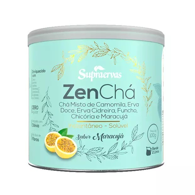 Zen chá Camomila, Erva Doce, Cidreira, Funcho, Chicória e Maracujá