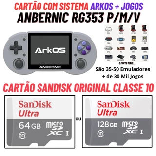 Cartão para Anbernic RG353P/M e RG353V com Sistema Arkos + 30mil Jogos Cartão Sandisk Original Classe 10
