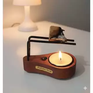 Incensário de Palo Santo 1 Vela 1 Palo Santo Legítimo Peruano Power Drops Incenso Natural Defumador