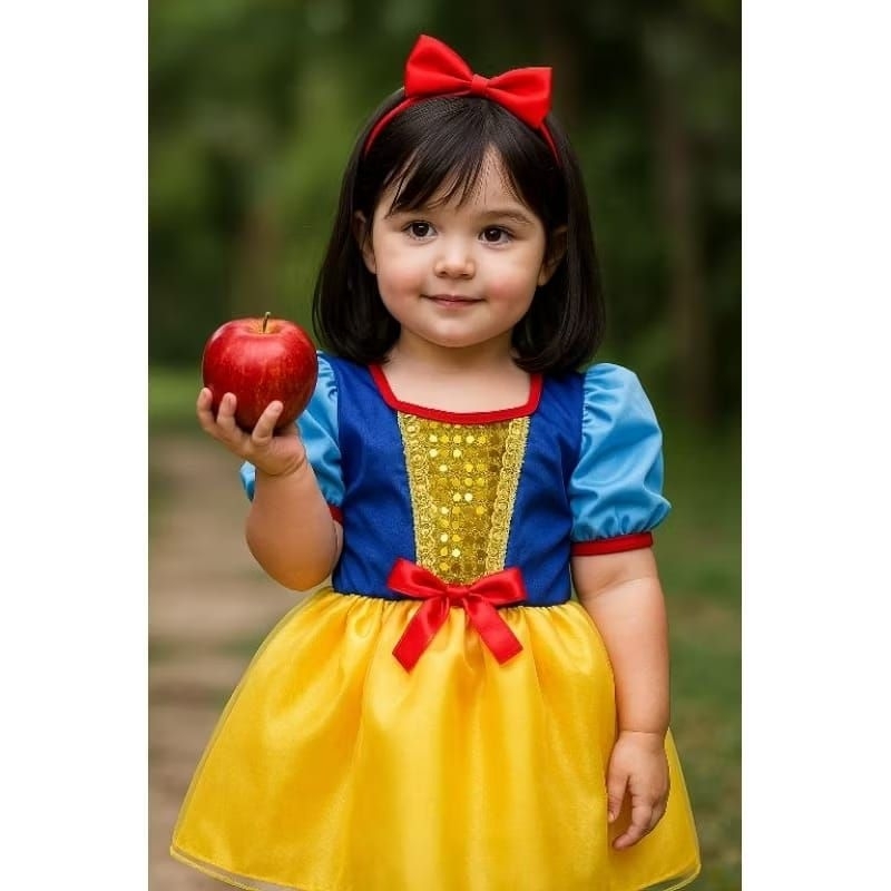 Fantasia Infantil Branca de Neve Disney Princesa Menina Vestido Festa ...