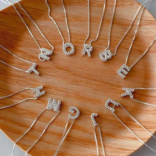 Colar de Prata 925 Legítima Letra Inicial Cravejada Cristal Feminino