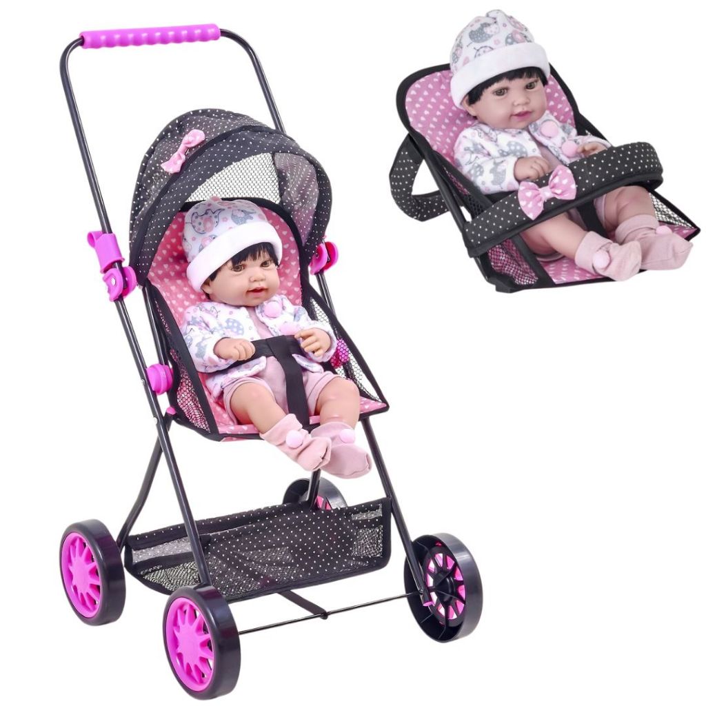 Carrinho de Boneca + Bêbe Conforto e cadeirinha de alimentação Kit ...