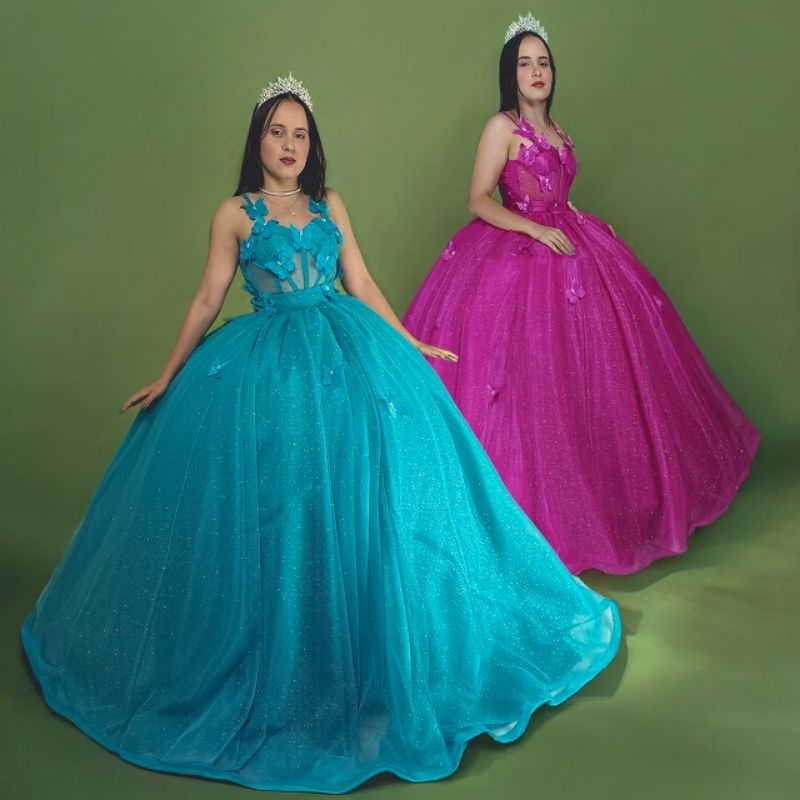 Vestido de Debutante 2 em 1 - Encanto Borboleta | Transformável Longo ...