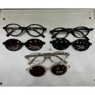 Óculos de armação oval Feminino + Clip-On Solar