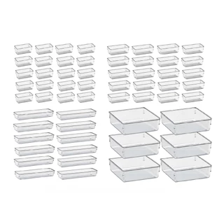Kit 50 Organizador Multiuso Modular Gavetas Geladeira Acrilico Cristal em Oferta na Shopee