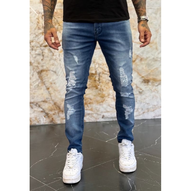 Calça Jeans Masculina Destroy Linha Premium | Shopee Brasil