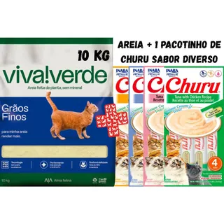 Areia para Gatos Viva Verde 10kg | Biodegradável | Grãos Finos | Areia Higiênica para Gato + Brinde