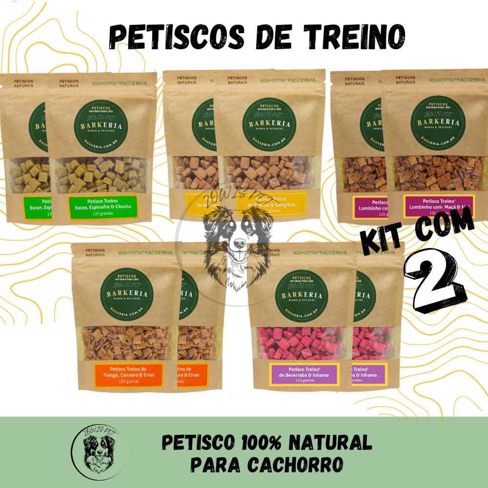 Kit 2 Petiscos de Treino Natural Banana Lombinho Frango Bacon Beterraba para Cães - Barkeria em Oferta na Shopee