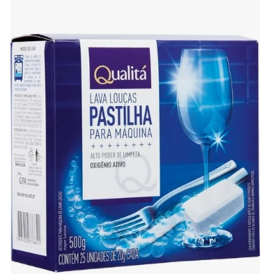 Sabão em cápsula .Detergente Pastilha para Máquina de Lavar Louças Qualitá Caixa 500g 25 Unidades