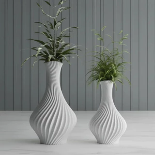 Kit 2 Vasos Decorativos em Espiral impresso em 3D