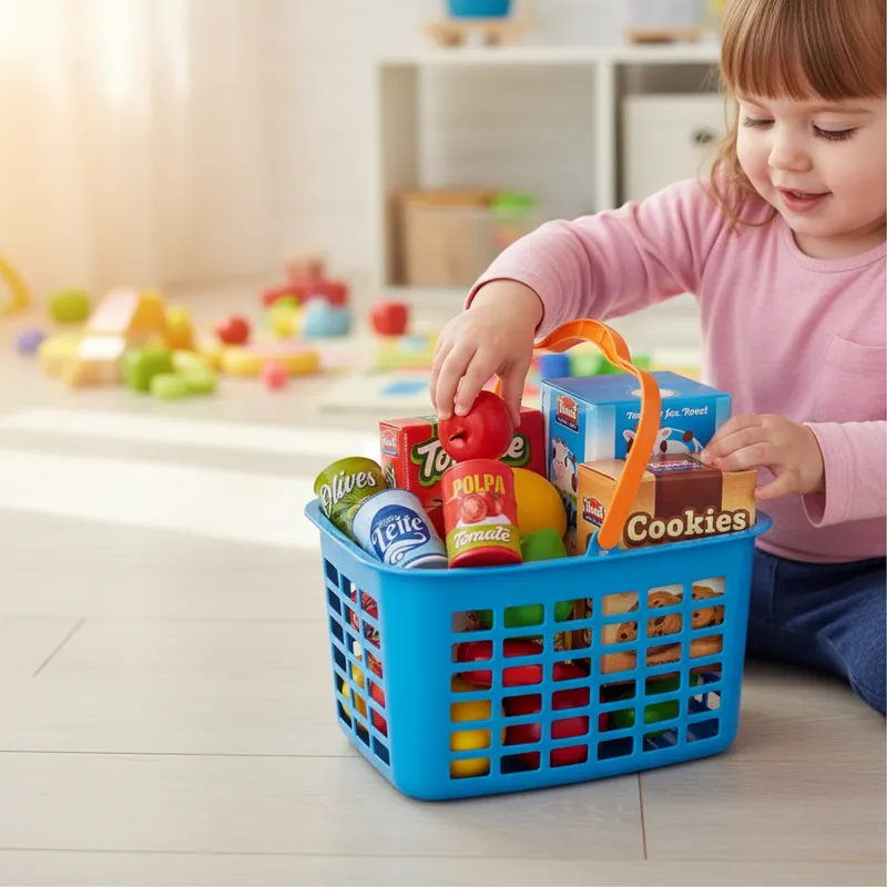 Cesta Cestinha de Brinquedo Faz de Conta Feirinha Infantil Com 13 Peças ...