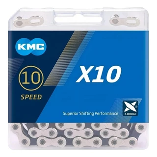 Corrente Kmc X10 Silver Prata 116l 10v 2x10v 3x10v 1x10v Compatível com Shimano Sram Mtb bike speed