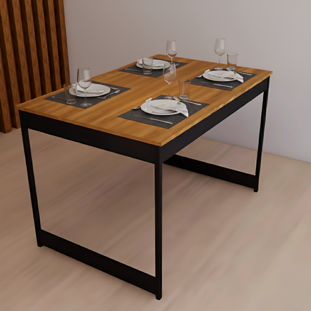 Mesa de Jantar Estilo Industrial 4 Lugares Pés De Aço 112x74cm Wild Móveis Camaleão