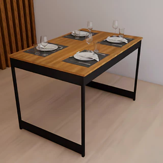 Mesa de Jantar Estilo Industrial 4 Lugares Pés De Aço 112x74cm Wild Móveis Camaleão