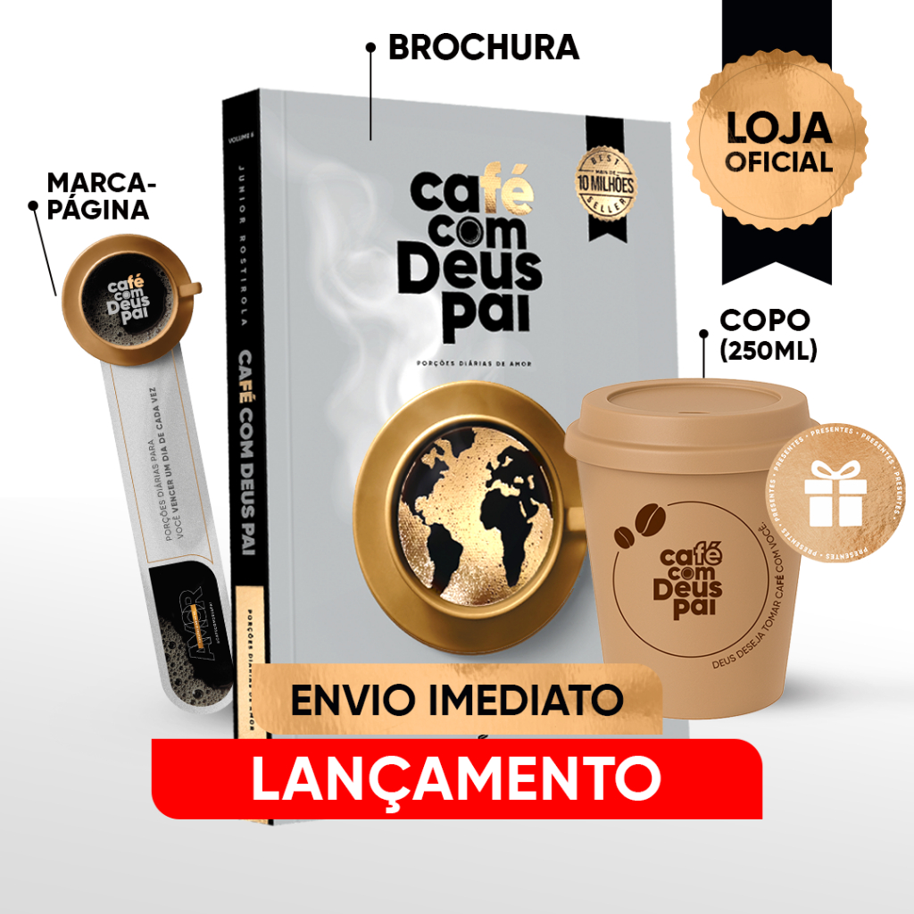 CAFÉ COM DEUS PAI | VOLUME 6 | CAPA BROCHURA | + BRINDE COPO 250ML