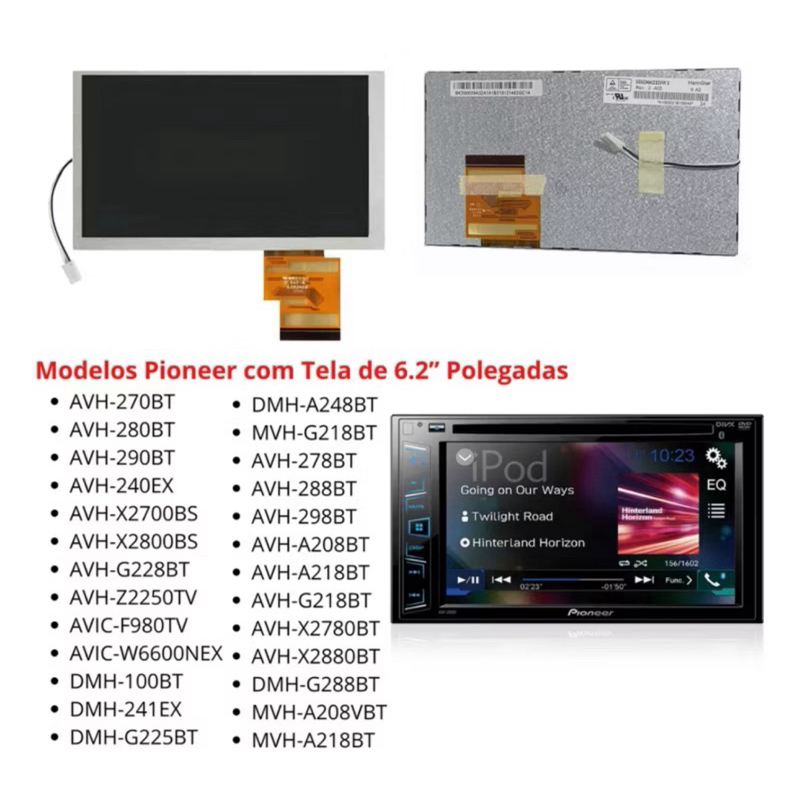 TELA LCD DISPLAY PIONEER 2 DIN AVH-278BT AVH-G228BT | Shopee Brasil