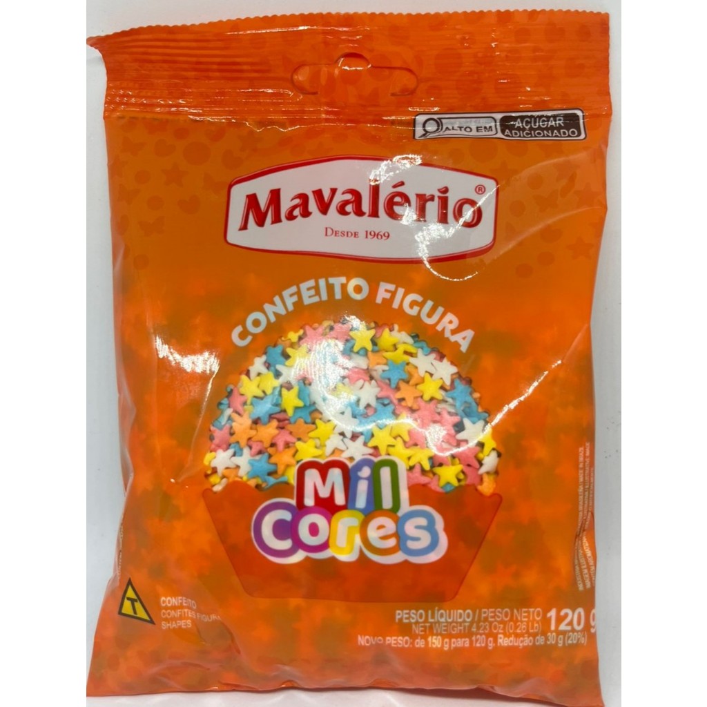 Confeito Figuras Estrelinha Mavalério 120g