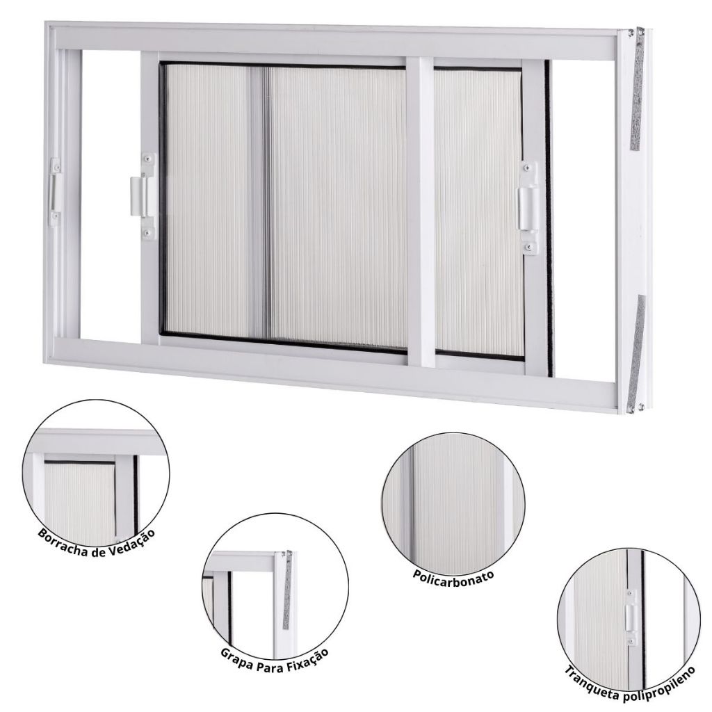 Vitro Grande com 2 Folhas Móveis 100x50 em Aluminio- Machado Portas e Janelas