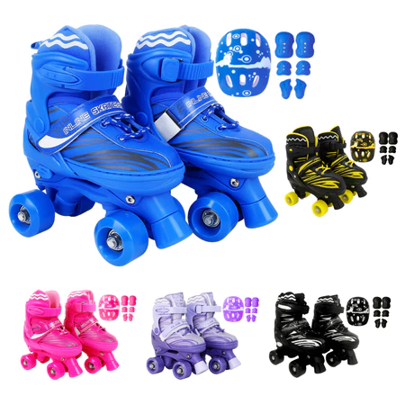 Patins roller 4 rodas infantil + capacete proteção ajustável
