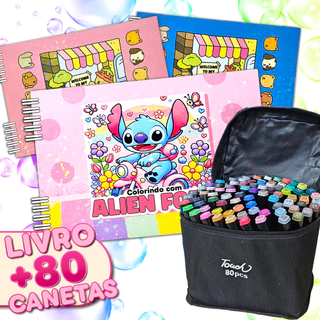 Kit para Colorir CADERNO + CANETAS Premium Caderno com 50 Folhas com Desenhos para Ilustrar em Oferta na Shopee