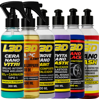 Kit Lavagem Automotiva L3D Com 6 Produtos Facil Aplicação Espelhamento e Proteção em Oferta na Shopee