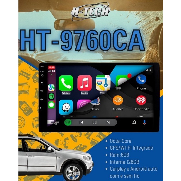 Central Multimídia 6GB + 128GB 7 Polegadas OCTA CORE Sistema