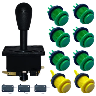 Kit 1 Controle Alavanca Joystick 8 Botões Nylon Arcade Fliperama