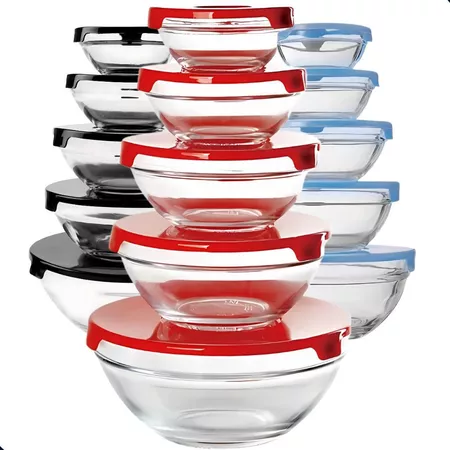 Conjunto 5 Potes Vidro Com Tampa Jogo De Vasilhas Tigelas Bowls Marmita Armazenamento De Alimentos